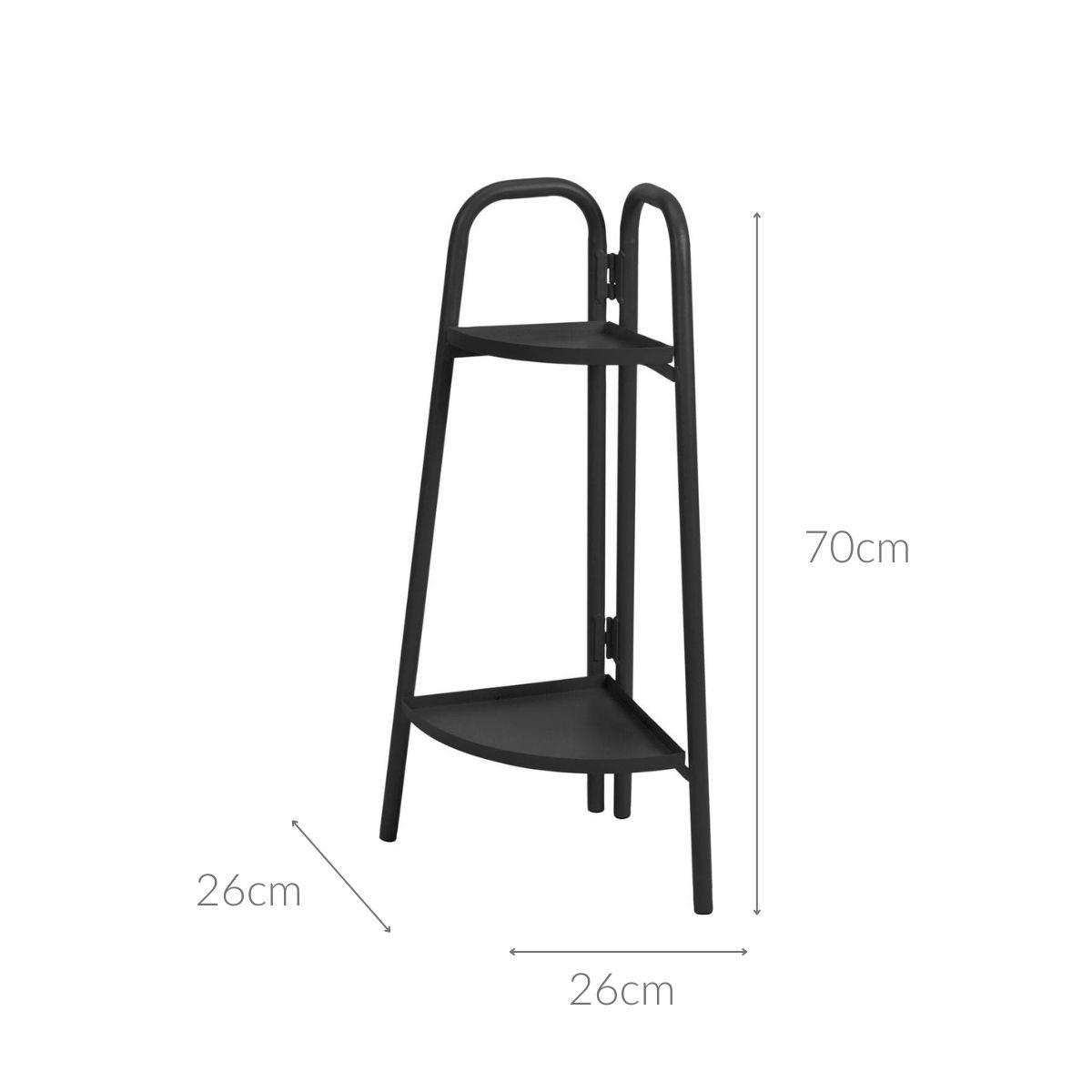 BLUMENSTÄNDER Metall 70 cm Ecke 2 Ablagen - Anthrazit, Metall (26/26/70cm) - Ambiance