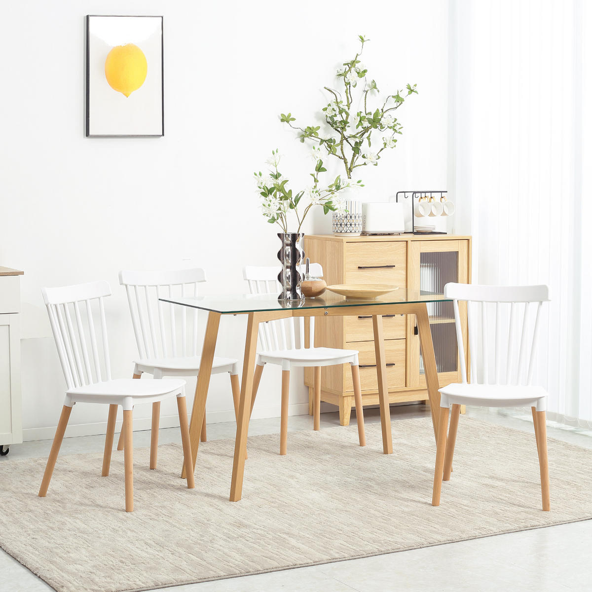 ESSZIMMERSTÜHLE 4er-Set DE-13228 Skandinavisch mit hoher Rückenlehne Weiß - Weiß, Kunststoff (52.5/83/48cm) - ComfortXL