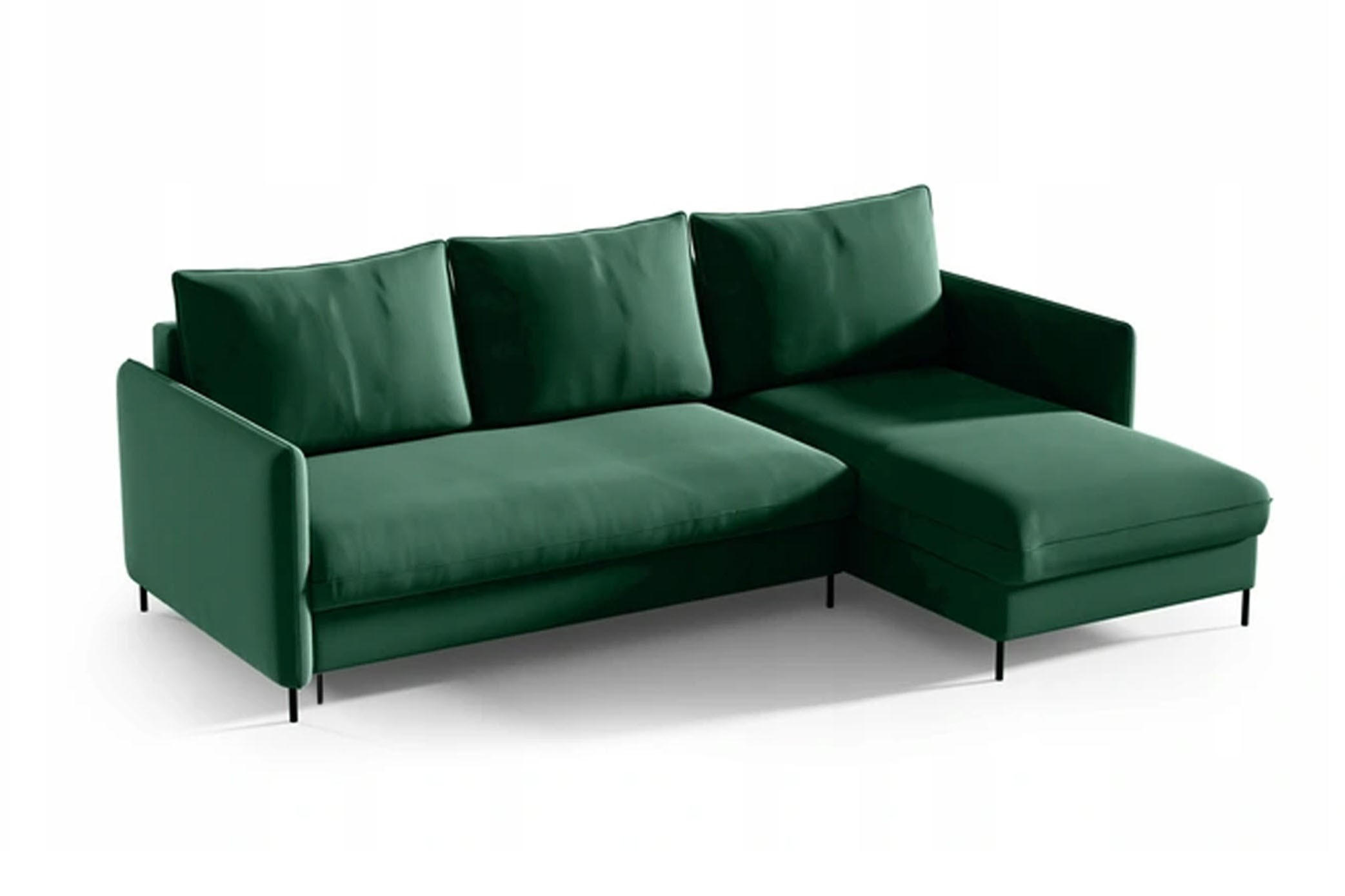 ECKSOFA Belis, Grün, Sofa mit Schlaffunktion - Grün, Textil (216/165cm) - Bettso