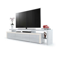 LOWBOARD Leon Weiß Hochglanz / Creme Hochglanz - Weiß Hochglanz/Creme, Holzwerkstoff (227/52/35cm) - Vladon
