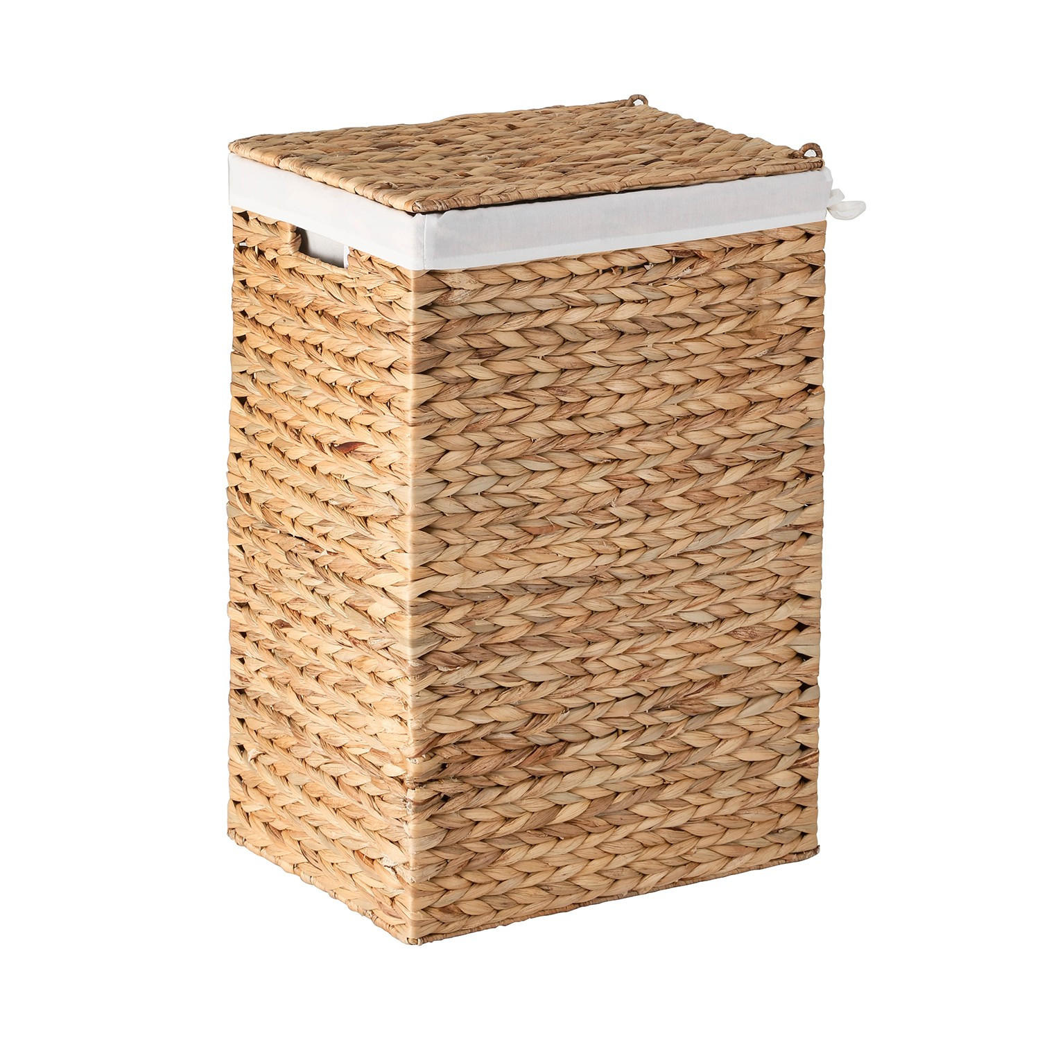 WASCHESAMMLER mit Deckel aus Wasserhyazinthe 30/60/40 cm - Beige, Naturmaterialen (30/60/42cm) - Calicosy