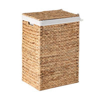 WASCHESAMMLER mit Deckel aus Wasserhyazinthe 30/60/40 cm - Beige, Naturmaterialen (30/60/42cm) - Calicosy