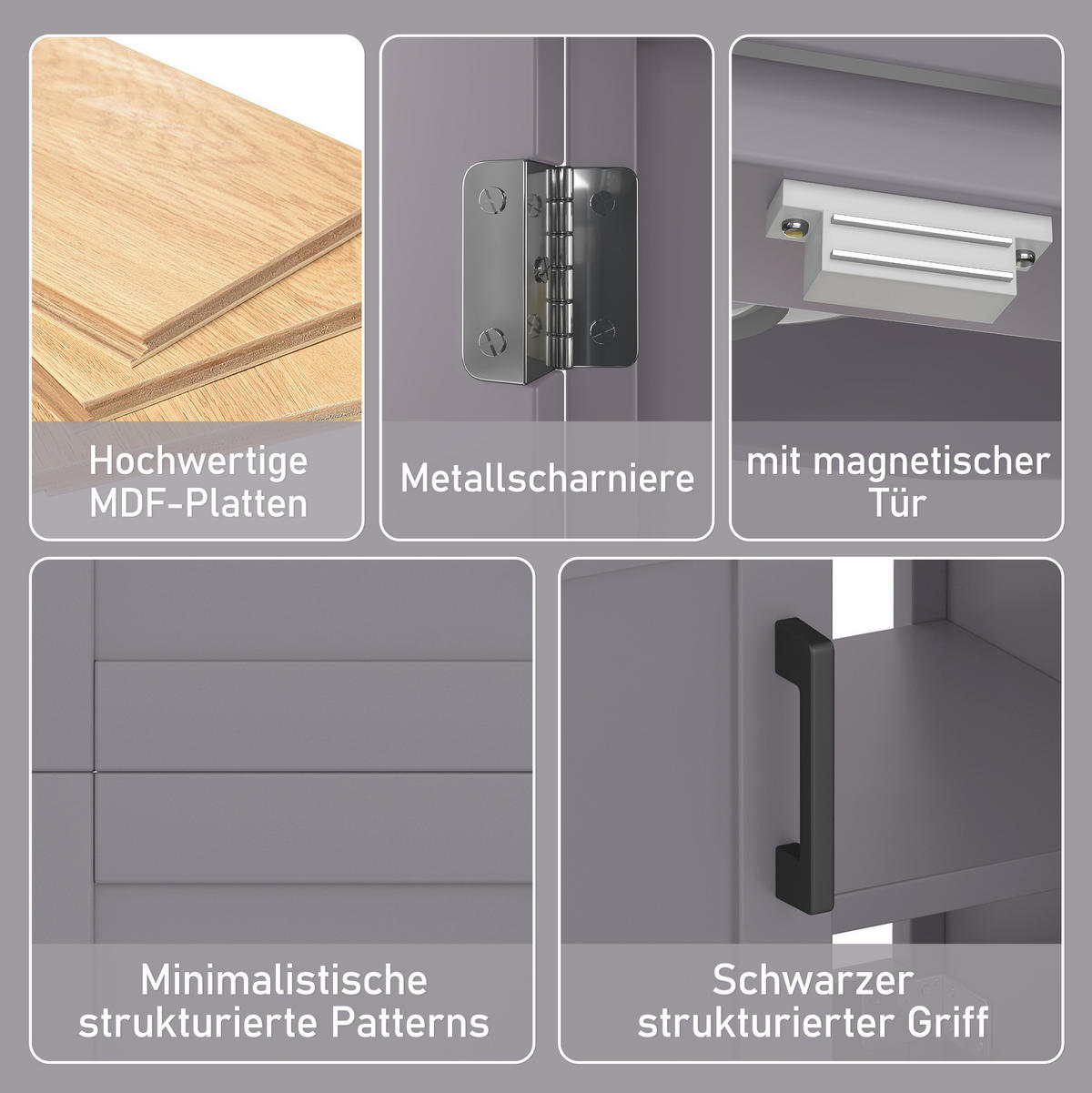 WASCHTISCHKOMBI 60/46/84,8 cm in Grau mit Keramikwaschbecken und 2 Türen - Grau, Holzwerkstoff (60/84.8/46cm) - Flora Grace