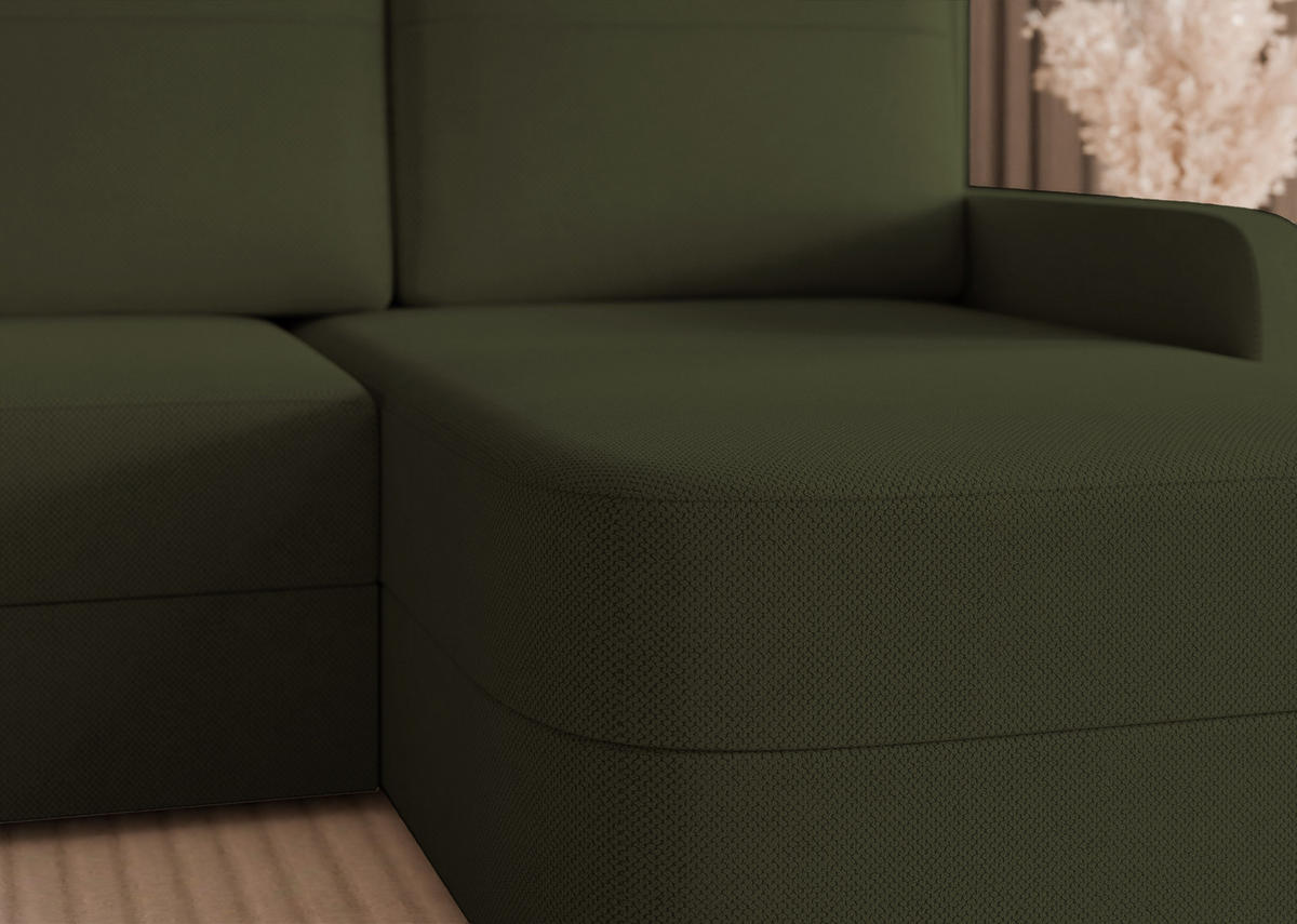 ECKSOFA CERIS mit Schlaffunktion und Bettkasten Grün - Grün, Holzwerkstoff/Kunststoff (250/90cm) - Idohome