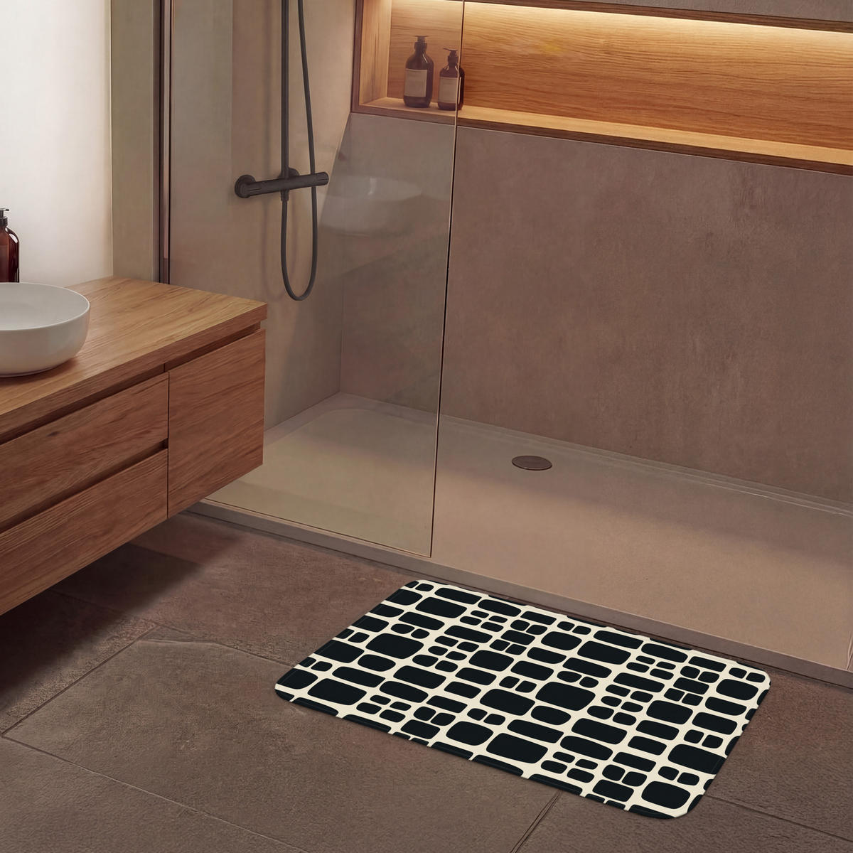 KOUPELNOVÁ PŘEDLOŽKA Moderní - organické - černé 90x60 cm - antracitová, textil/plast (90/60cm)