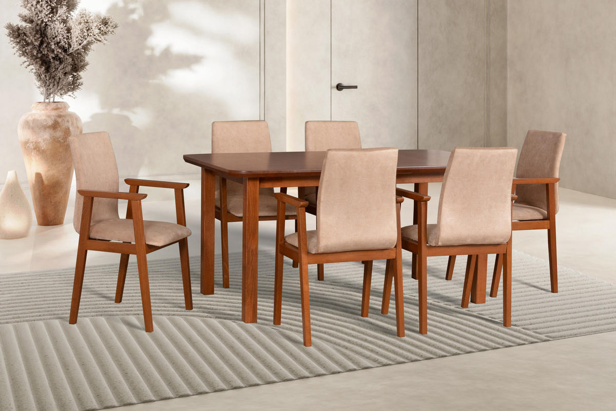 STUHL 2er Set SESSEL 1, kastanie, inari 23 - Kastanienfarben/Bronzefarben, Holz (52/91/41cm) - Leaf Design