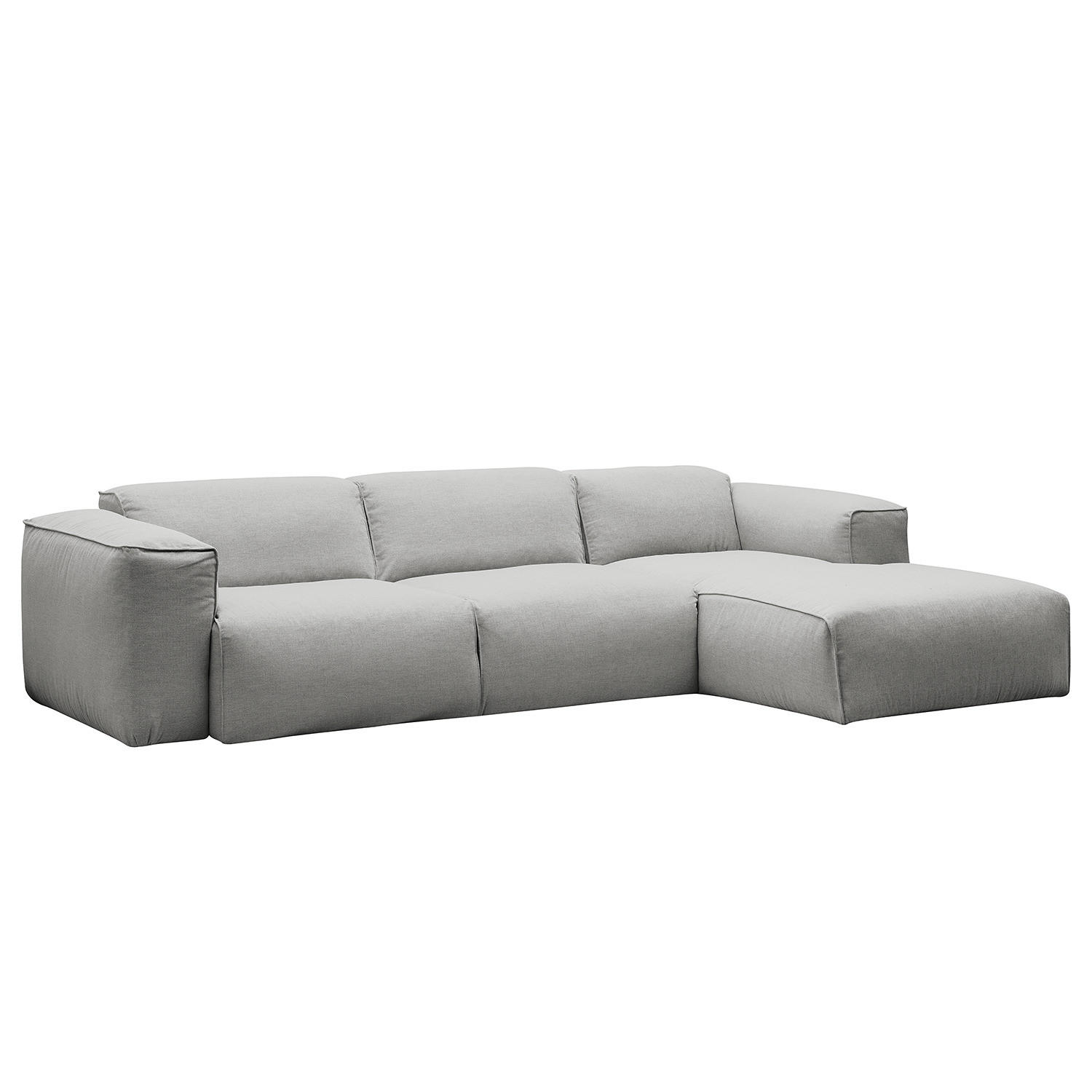 3-SITZER ECKSOFA mit Longchair - Hellgrau/Schwarz, Kunststoff/Textil (284/173cm) - home24