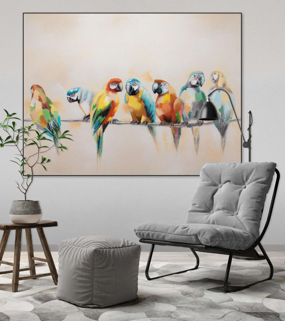 ACRYLBILD HANDGEMALT 120/90 cm - Blau/Beige, Holz/Textil (120/90cm) - KUNSTLOFT