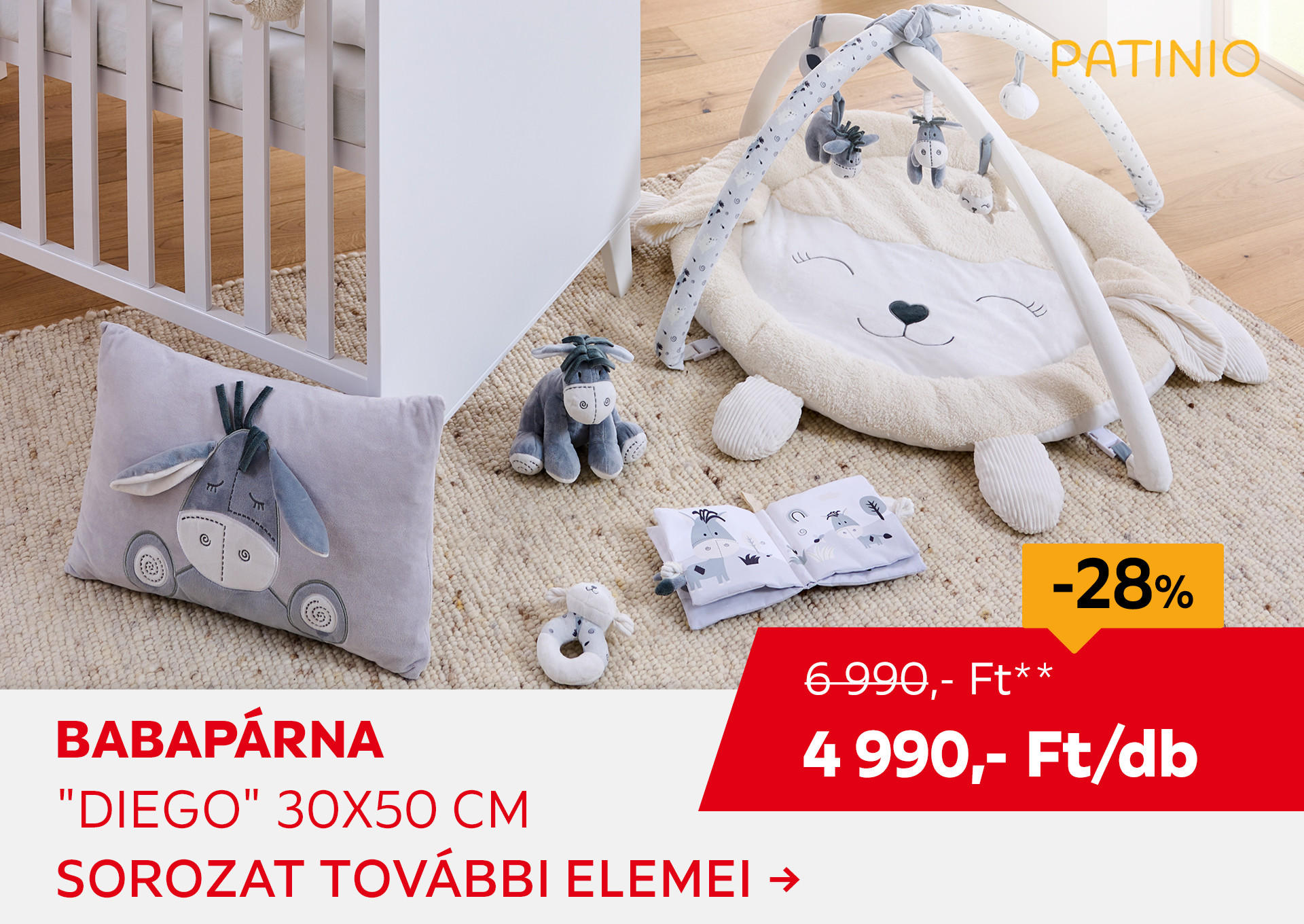 BABAPÁRNA "DIEGO" 30X50 CM Kiemelt termék 6990 Ft.- helyett 4990 Ft.-