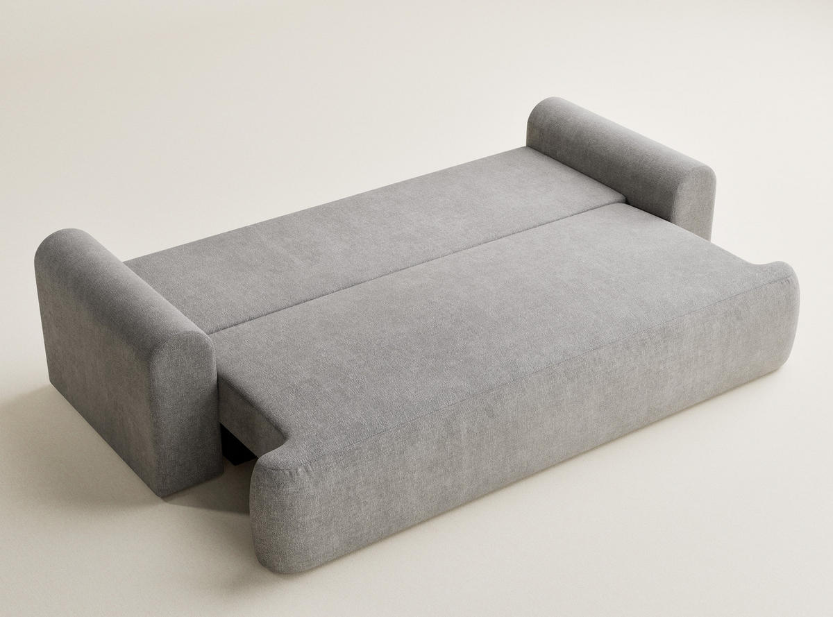 SOFA MIT SCHLAFFUNKTION Toluca Beige grau Chenille-Stoff - Greige/Schwarz, Holz/Holzwerkstoff (247/69/90cm) - Maison de Reve