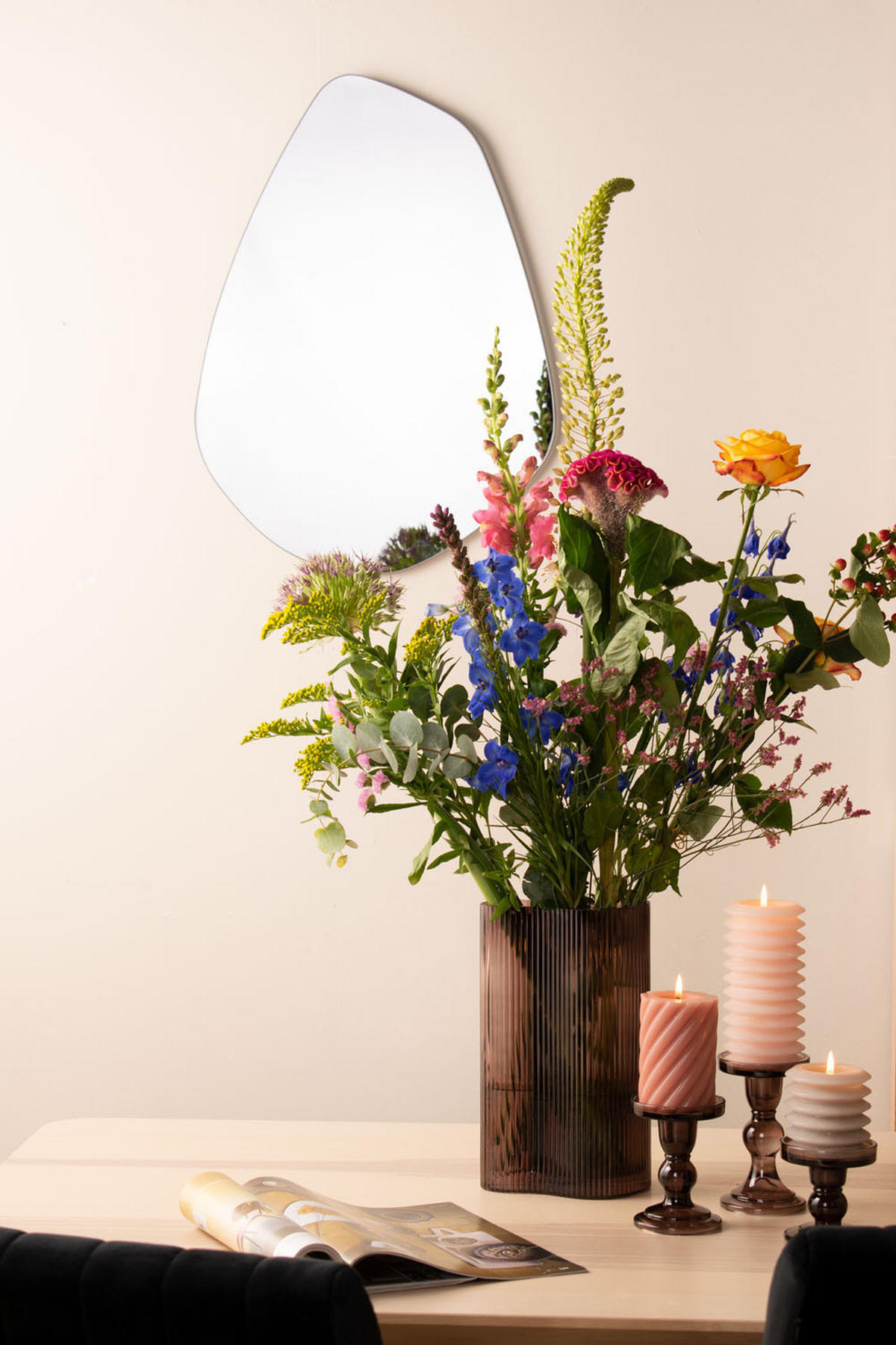 KERZENSTÄNDER Glas Moos Ø 8,5 cm - Braun, Glas (8.5/14/8.5cm)