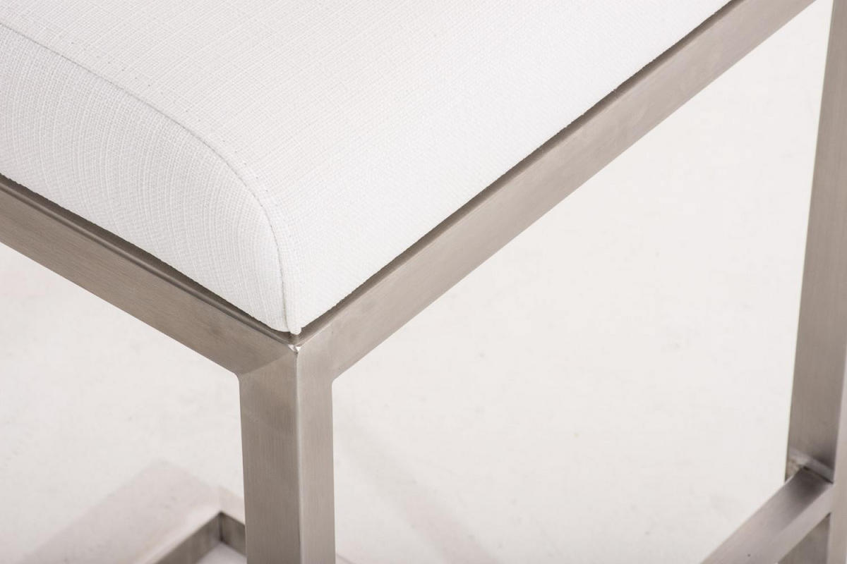 BARHOCKER Stoff Weiß - Chromfarben/Weiß, Textil/Metall (42/104/48cm) - CLP