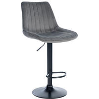 BARHOCKER RIO Dunkelgrau Samt Schwarz - Dunkelgrau, Textil/Metall (49.5/91/50cm) - DELUKE