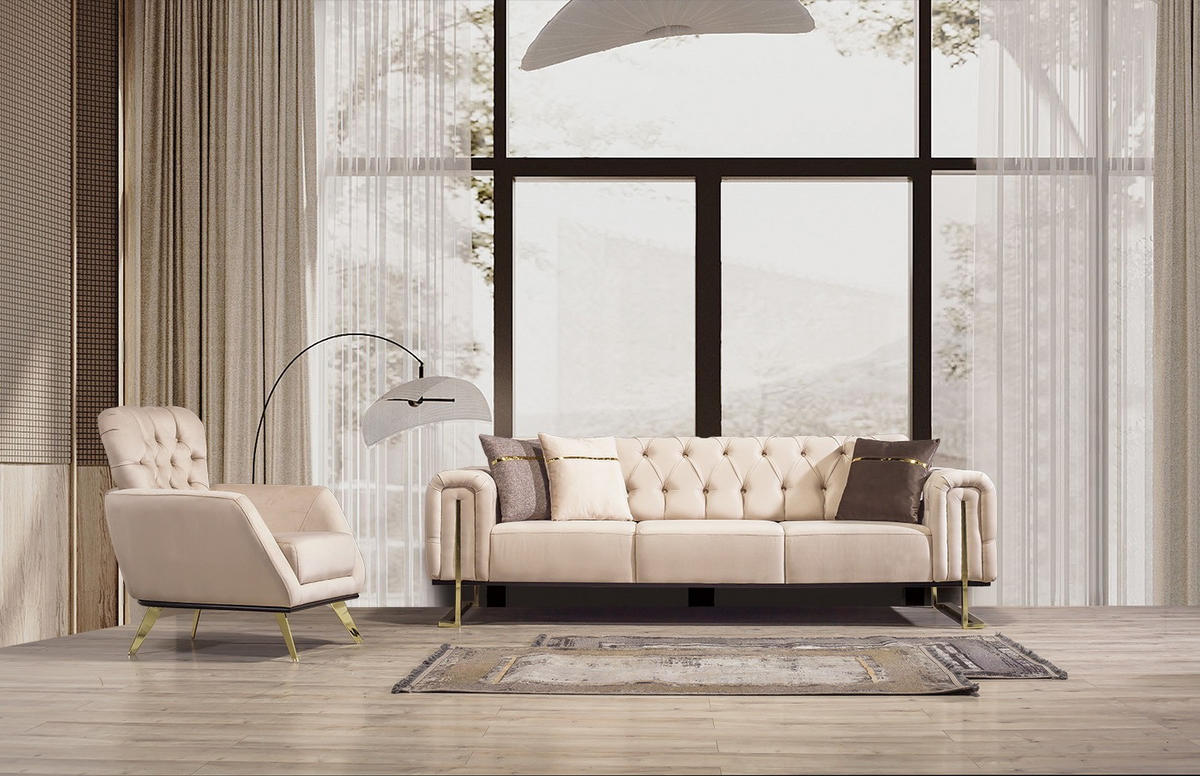 SITZGARNITUR Nova Beige Stellvariante:3+1 - Beige, Holz (230/78/95cm) - Villa Möbel