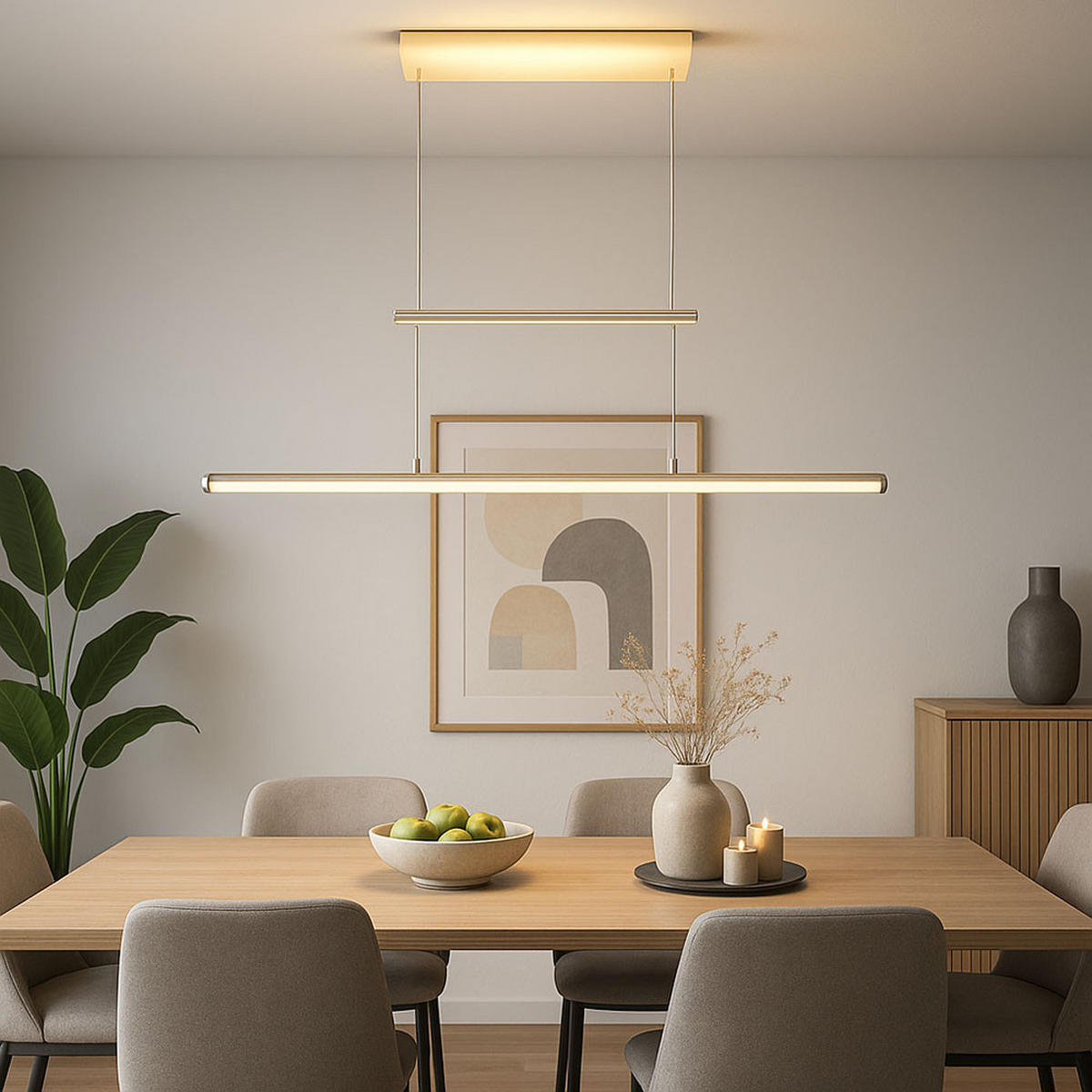 LED HÄNGELEUCHTE LINE Silber - Silberfarben, Metall (101/5/160cm) - Esto