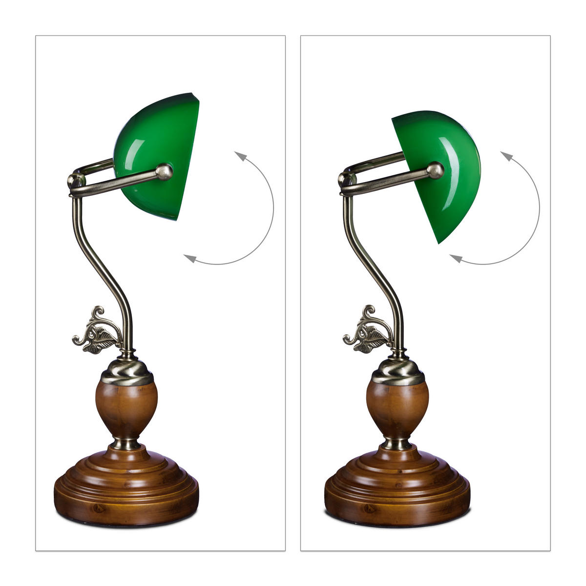 BANKERLAMPE - Multicolor, Glas/Holz (18/26.5/43cm) - Relaxdays