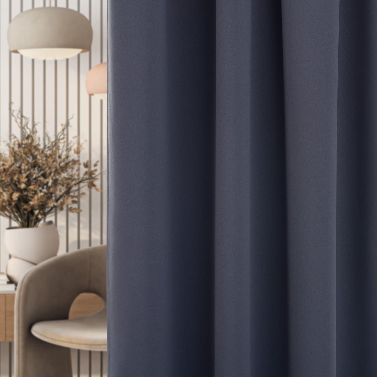 VERDUNKELUNGSVORHANG mit Schlaufenband 140x280 cm dunkelgrau - Dunkelgrau, Textil (140/280/1cm) - Dekoria