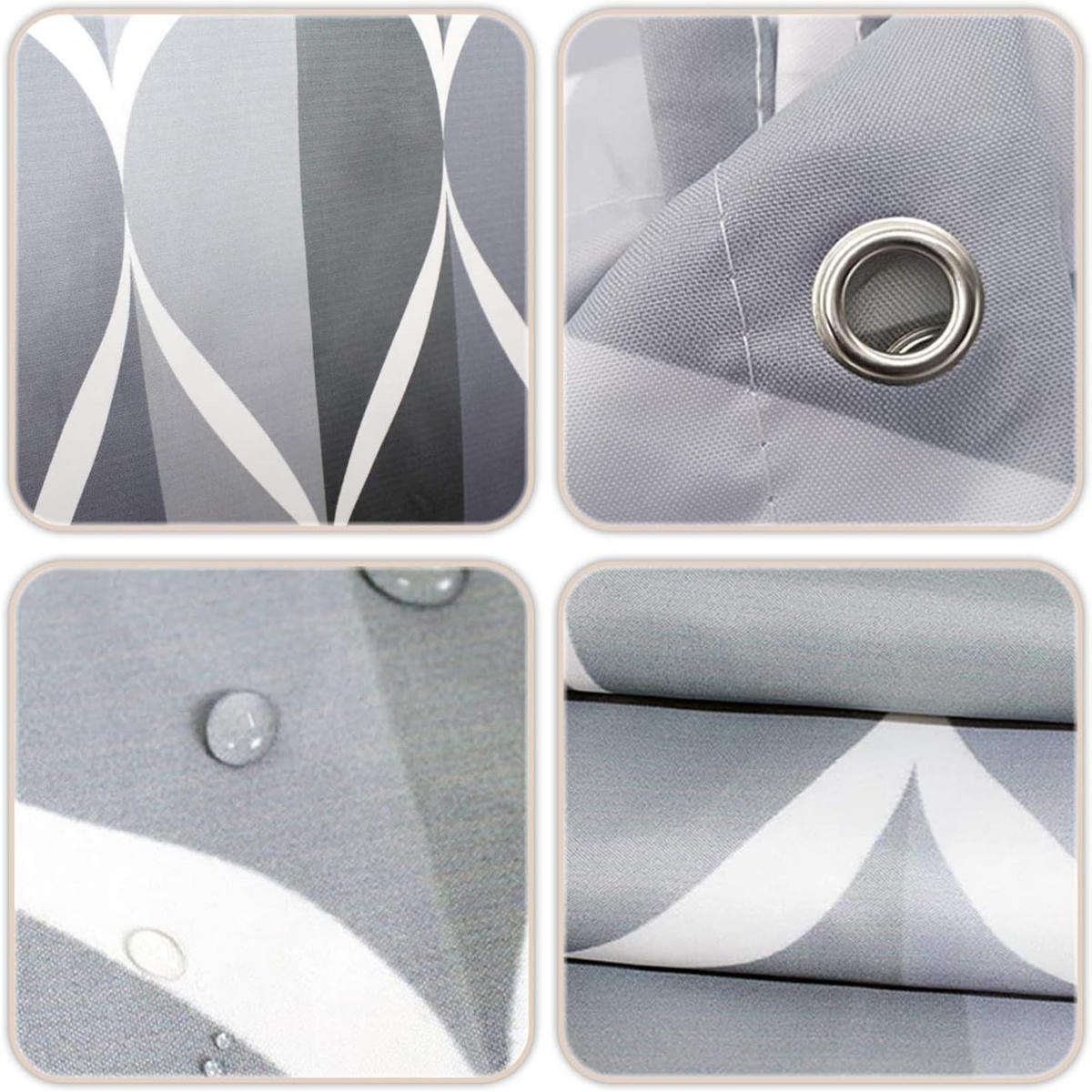DUSCHVORHANG schimmelresistent wasserdicht Stoff Polyester Badezimmer Einlage lang - Grau, Textil (200/200cm) - MCBOSON