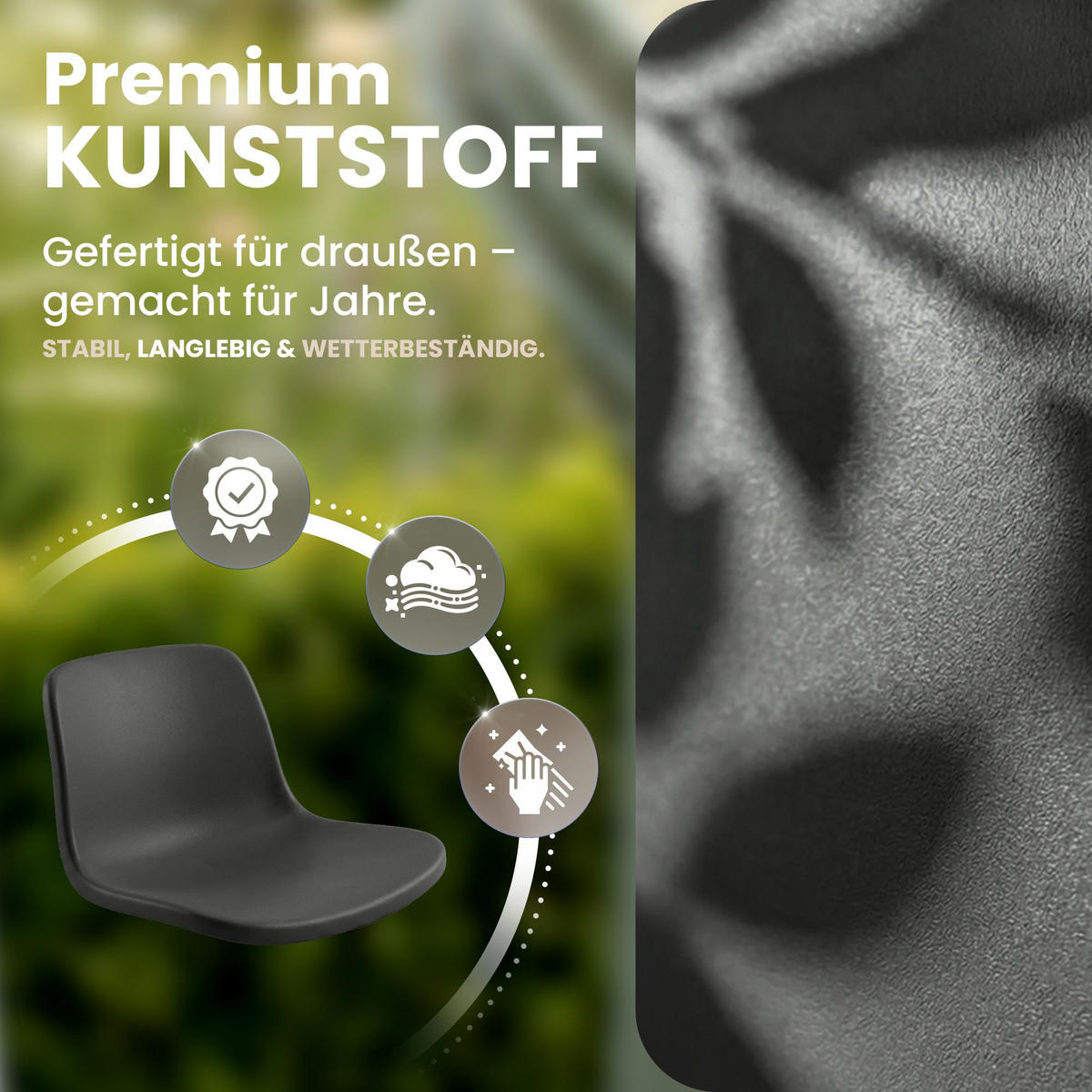 GARTENSTUHL Kunststoff Dunkelgrau - Dunkelgrau, Kunststoff (57/81/52cm) - CLP