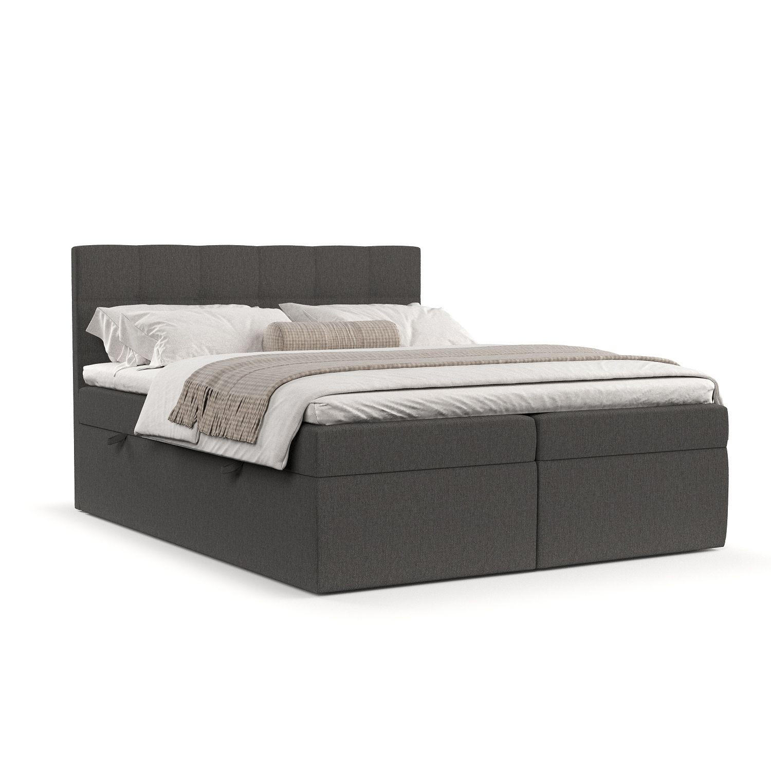 BOXBETT Tari Anthracite 160/200 cm mit Matratze und Topper - Anthrazit/Schwarz, Holz/Holzwerkstoff (160/200cm) - Maison de Reve