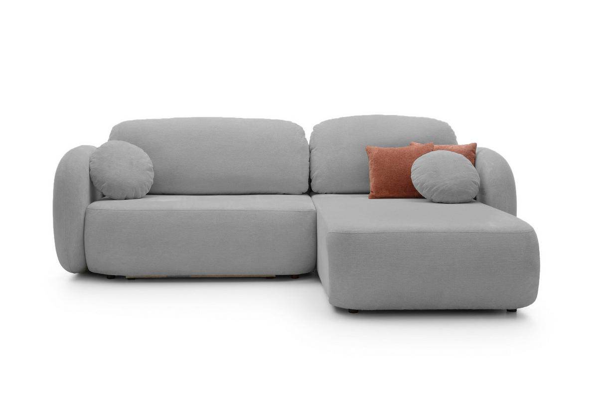 ECKSOFA OLIO L-Form Schlaffunktion mit Bettkasten, lose Rückenkissen, freistehend, RECHTS 248x174 cm Silver-coloured - Grau, Holz/Textil (248/174cm) - DomoHome