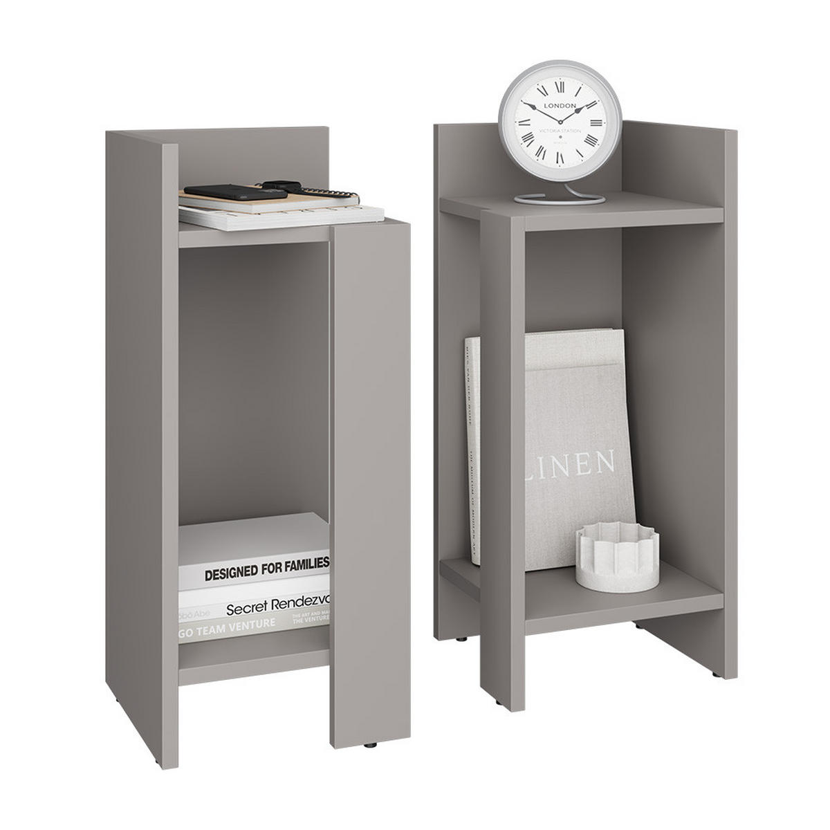 NACHTTISCH Lenar Greige 27 x 60 cm 2er-Set - Greige, Holzwerkstoff (27/60/25cm) - Vicco