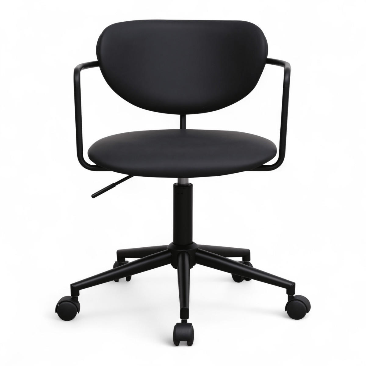 DREHSTUHL höhenverstellbar in Kunstleder Schwarz - Schwarz, Textil/Metall (54/71/57cm) - Furnhouse