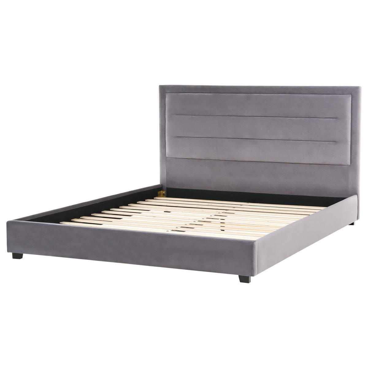 BETT mit Lattenrost 180/200 cm Dunkelgrau Rouen - Dunkelgrau/Schwarz, Textil (180/200cm) - Beliani