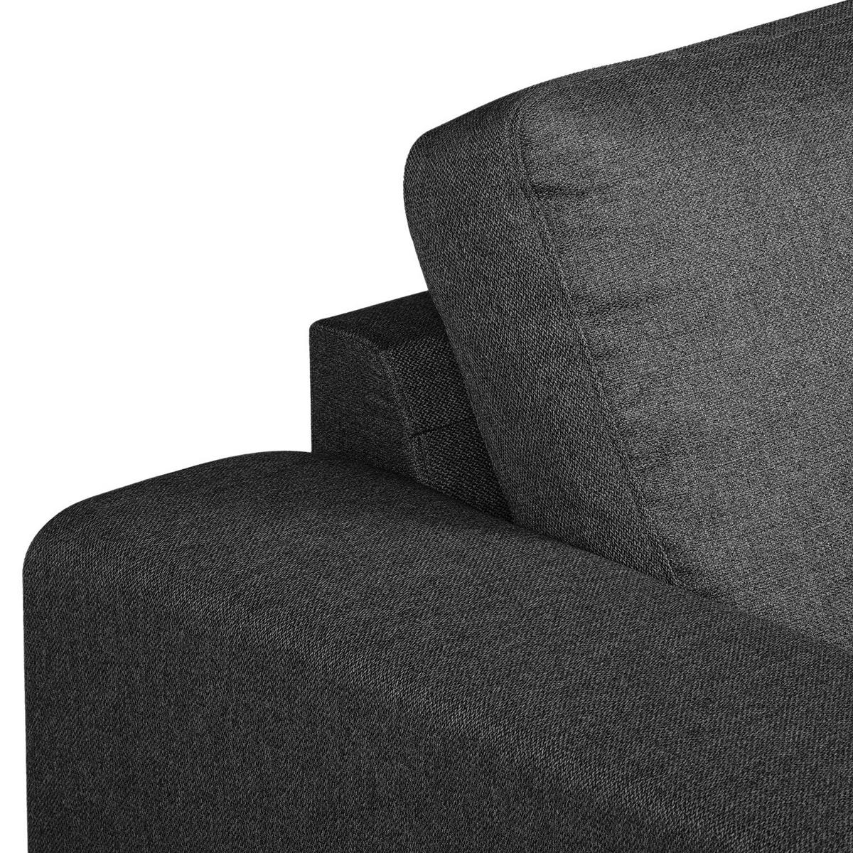 3-SITZER SOFA - Anthrazit/Silberfarben, Textil/Metall (221/82/90cm) - home24