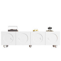 LOWBOARD in Weiß TV-Schrank mit 3D-Wandrelief-Türpaneelen für Wohnzimmer, B180.5/T38/H50 cm - Weiß, Holzwerkstoff/Metall (180.5/50/38cm) - STILVORA
