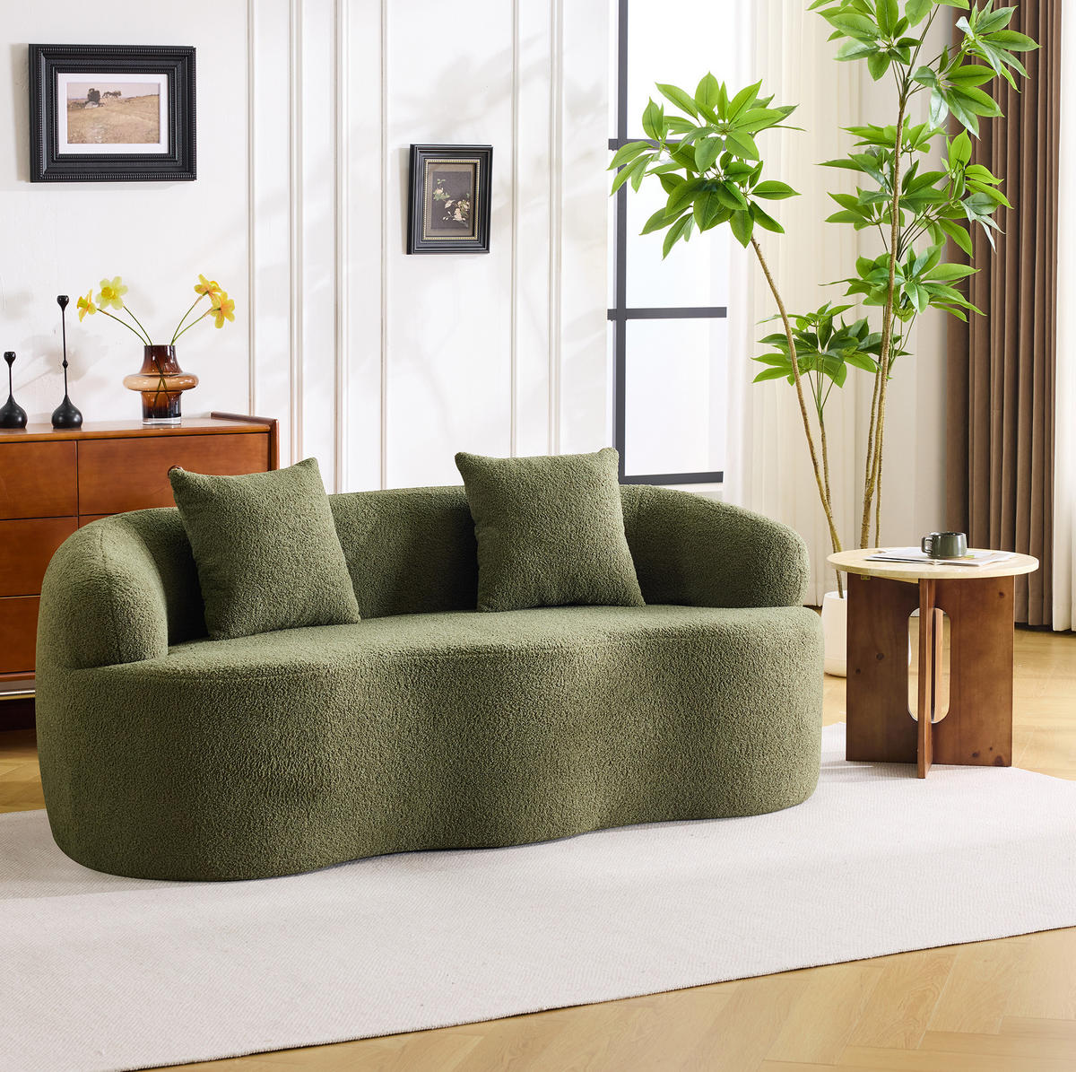 2-SITZER-SOFA mit geschwungener Form, Federkernpolsterung und runden Armlehnen, Grün - Grün, Kunststoff (170/70/89cm) - Redom