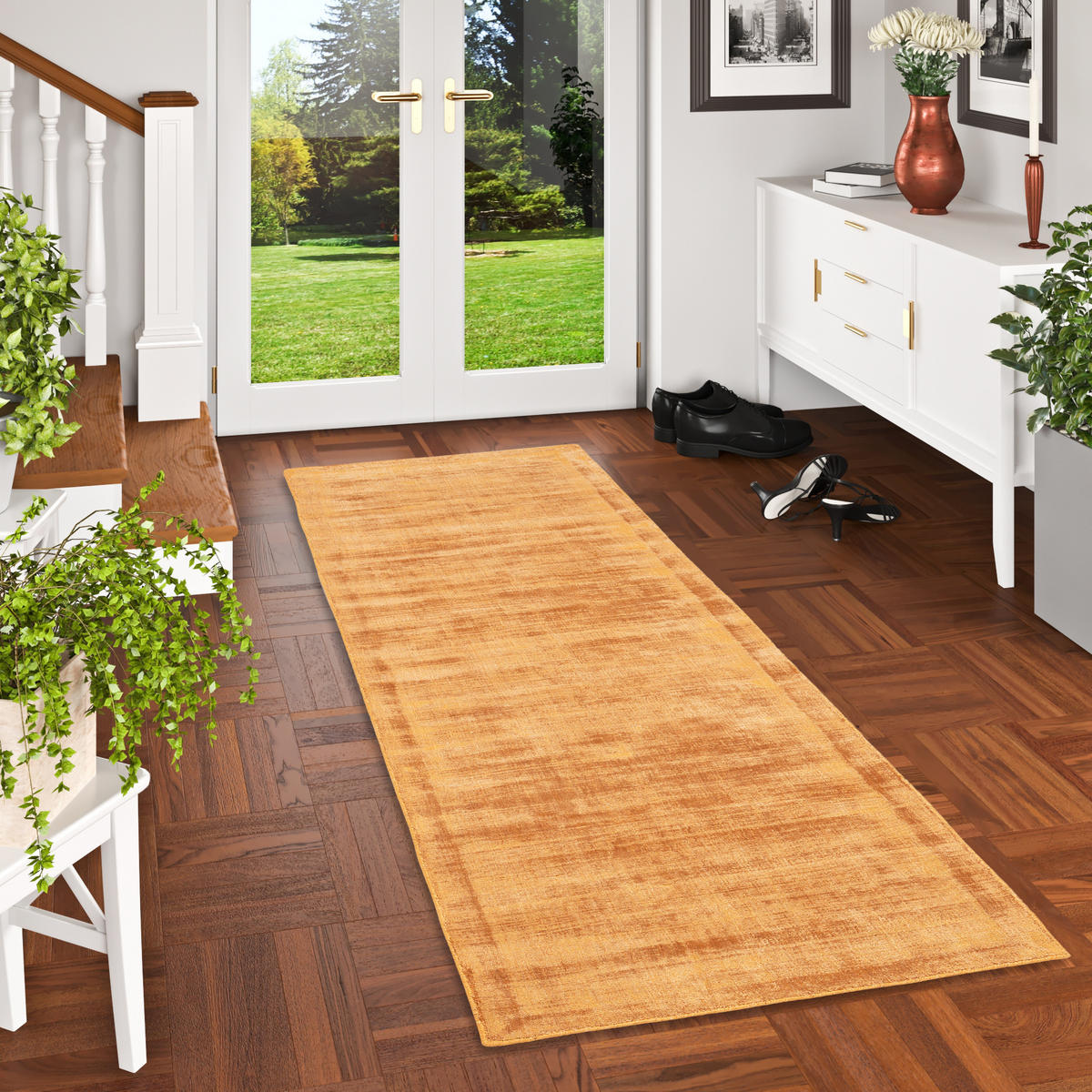 LUXUS DESIGNER TEPPICH LÄUFER ROMA - Terra cotta, Textil (90/160cm) - Pergamon