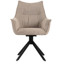 DININGSESSEL Ginosa beige drehbar - Beige/Schwarz, Textil/Metall (62/90/66cm) - Mr. Deko