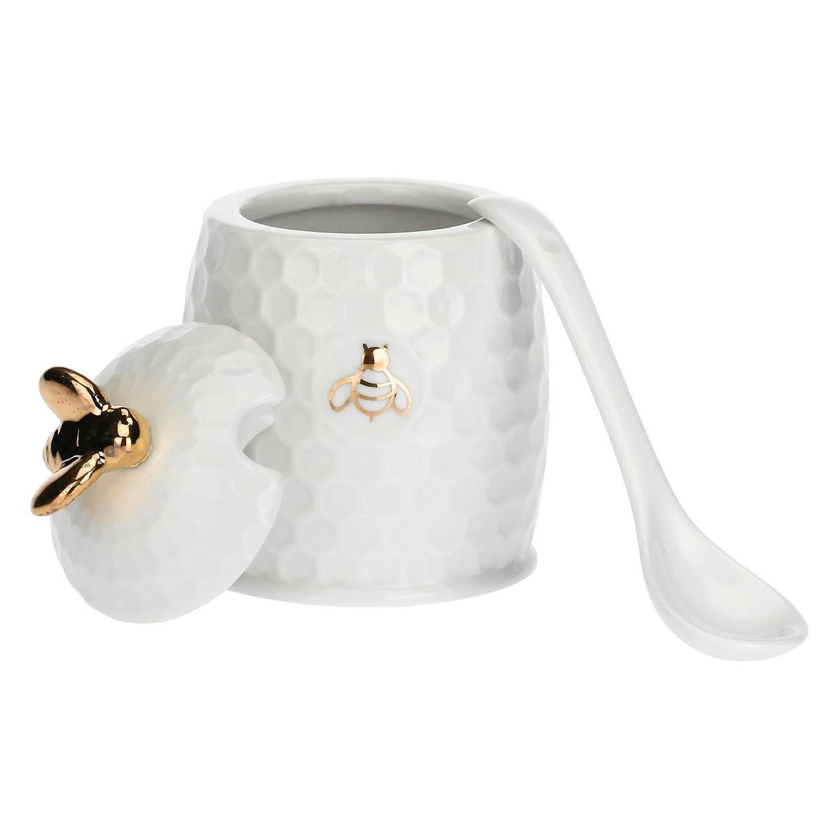 ZUCKERDOSE mit Löffel Gold 10 x 6,5 cm - Multicolor, Keramik (6.5/10cm)