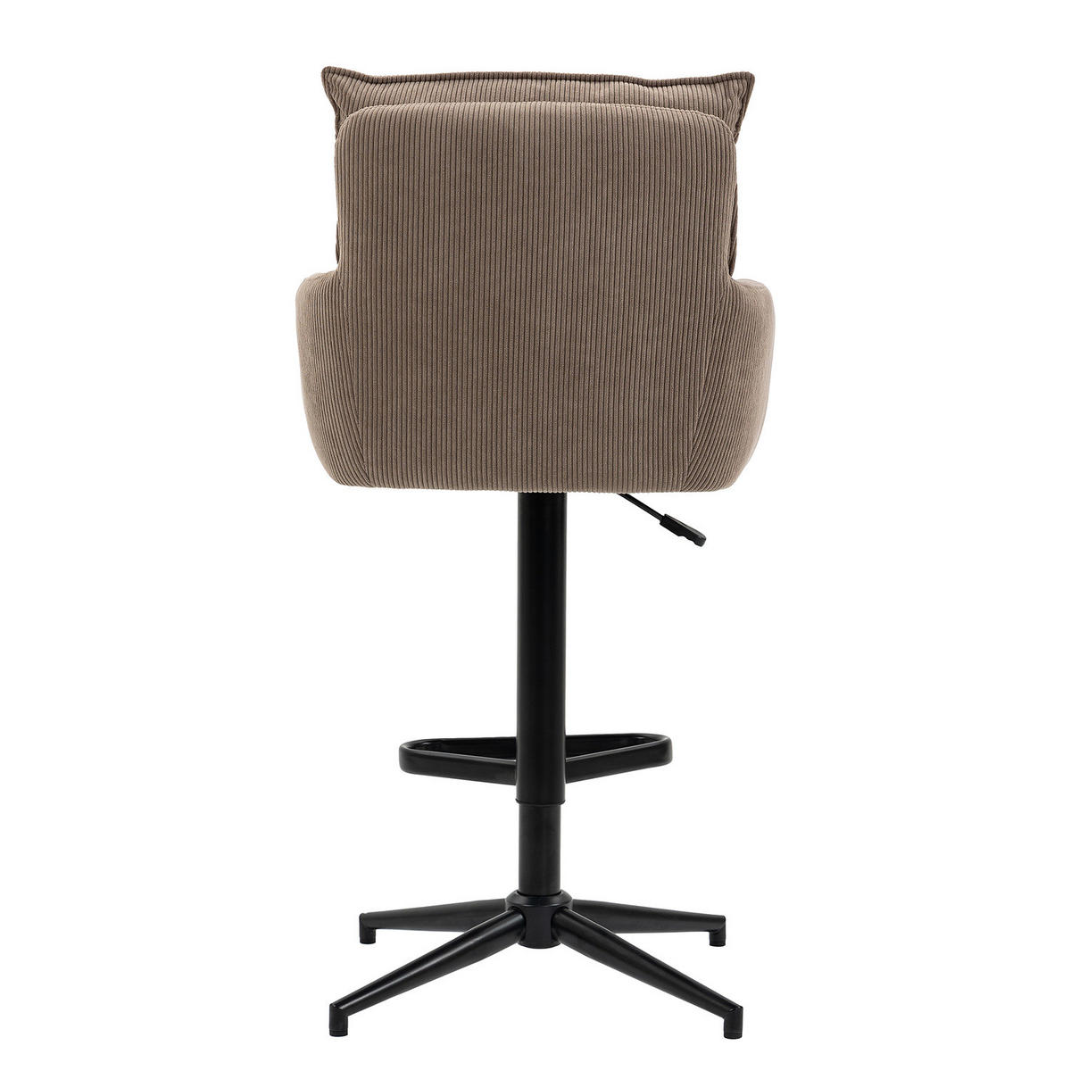 BARSTUHL - 2er-Set - Höhenverstellbar - Cord / Eisen - Braun, Textil/Metall (54/100/58cm) - home24