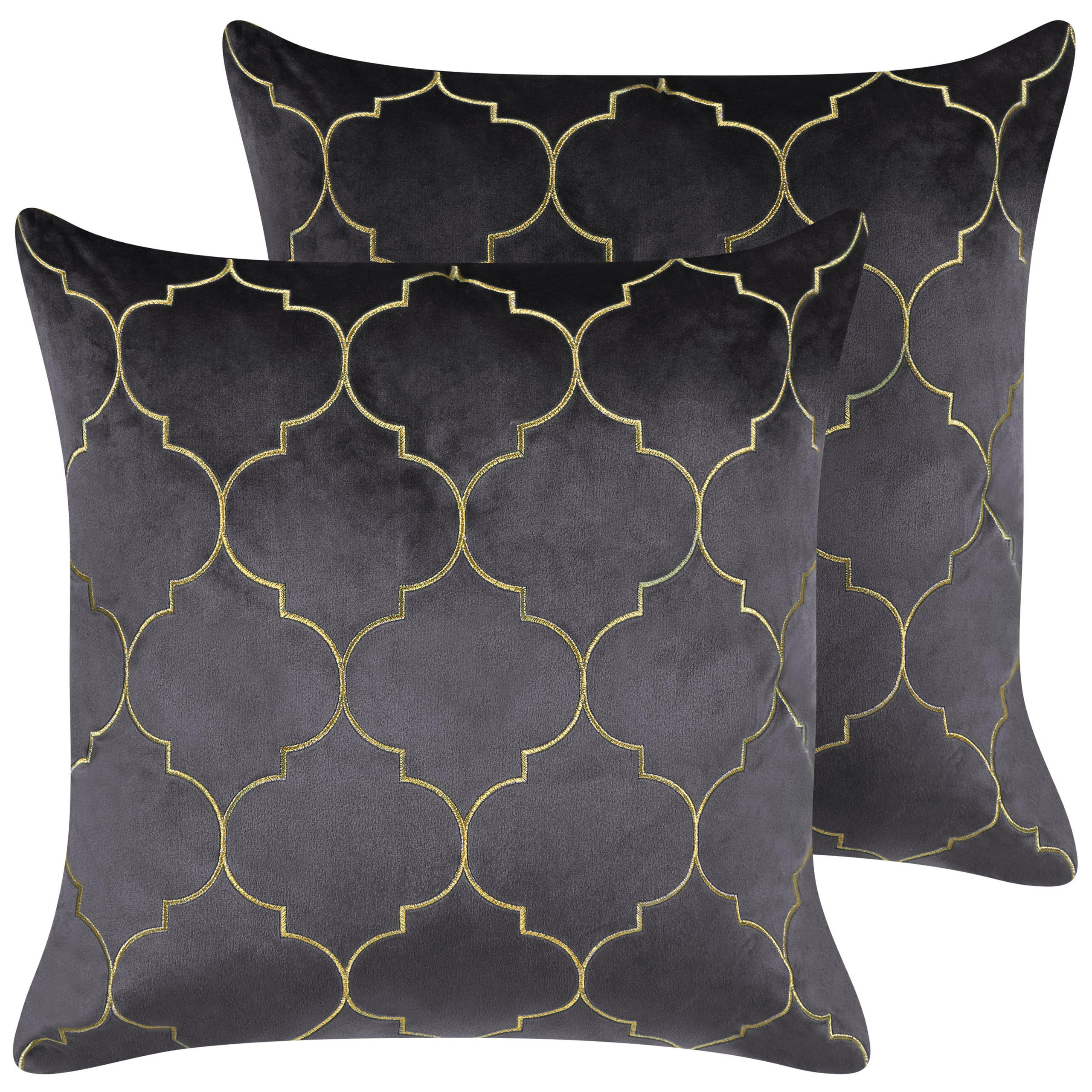 DEKOKISSEN 2er-Set Grau 45/45 cm Alyssum - Grau, Textil (45/45cm) - Beliani