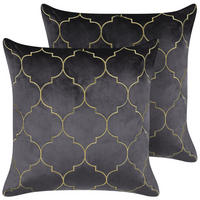 DEKOKISSEN 2er-Set Grau 45/45 cm Alyssum - Grau, Textil (45/45cm) - Beliani