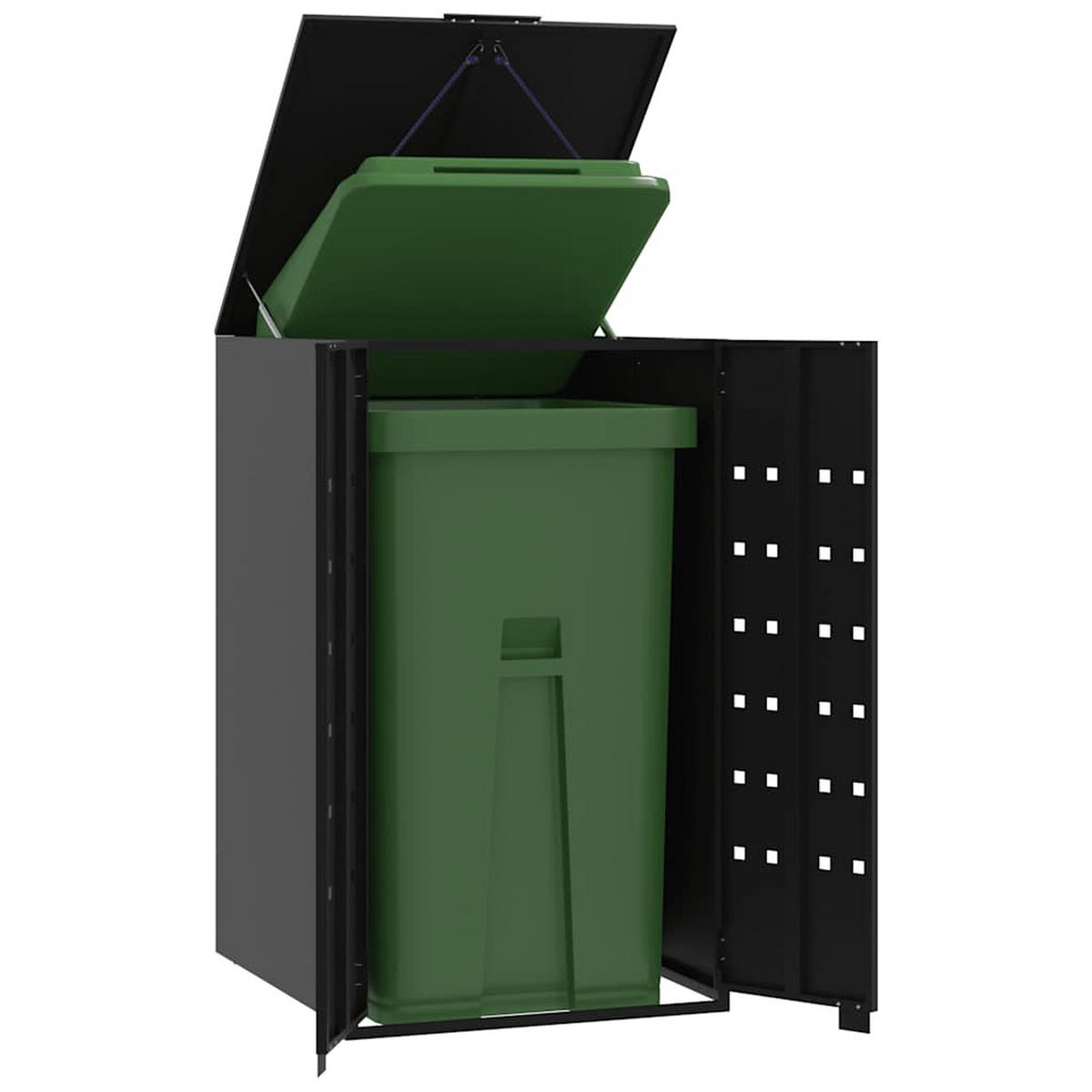 MÜLLTONNENBOX Gorilo für 1 Tonne Schwarz 69x79x117 cm - Schwarz, Metall (69/117/79cm) - DELUKE