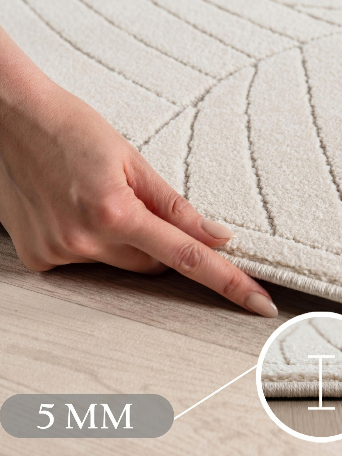 TEPPICH Outdoor, Fußbodenheizung-geeignet, mit Blattmotiv, ENGADIN in Creme, 240 x 340 cm - Creme, Textil (240/340cm) - KADIMA DESIGN