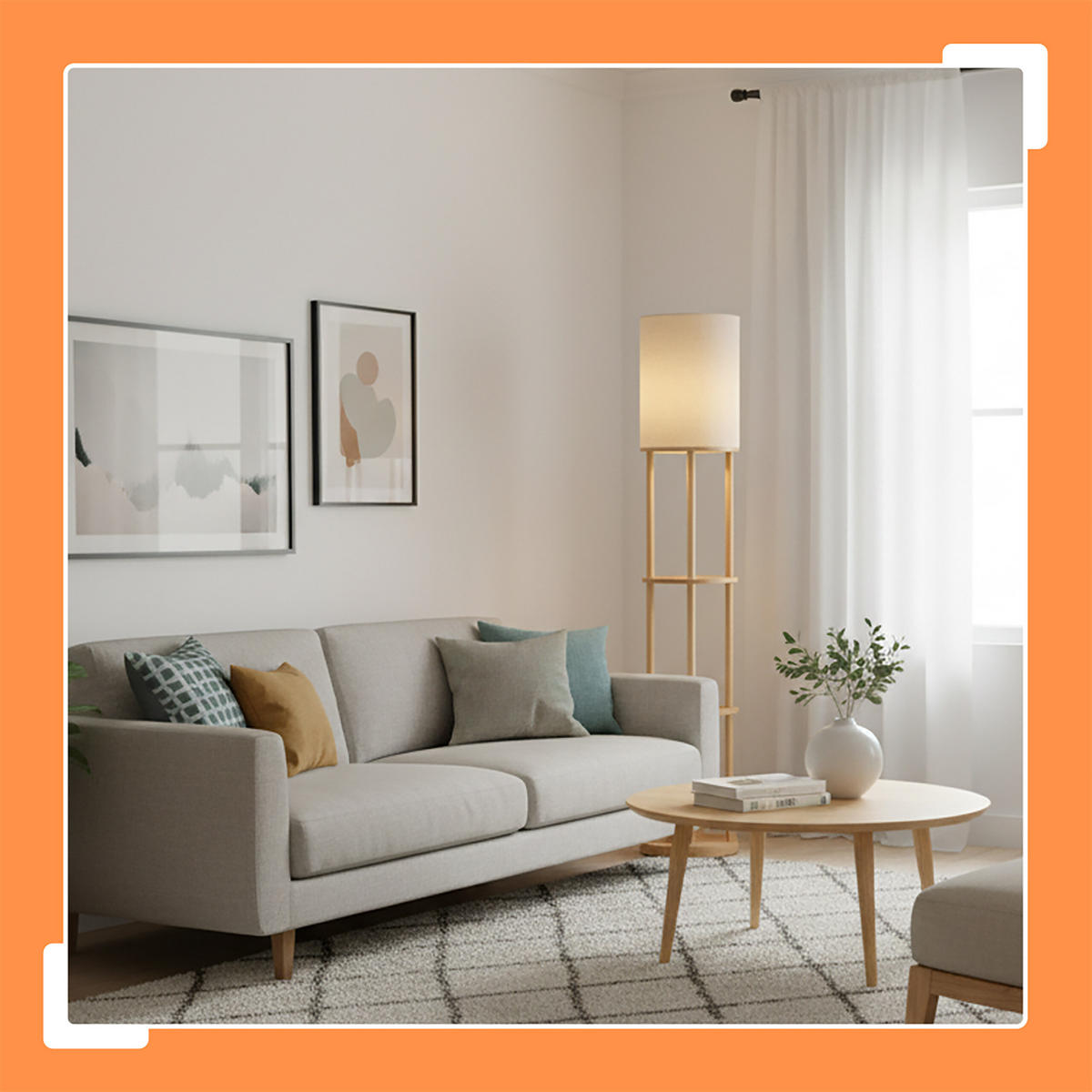 STEHLAMPE - Hellbraun, Holz/Textil (30/30/180cm) - Relaxdays