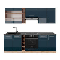 KÜCHENZEILE Fame-Line Dunkelblau Hochglanz/Goldkraft Eiche 235 cm AP Anthrazit - Honigeiche/Dunkelblau, Holzwerkstoff (235/81.6/60cm) - Vicco