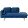 CHAISELONGUE Samtstoff marineblau linksseitig Miramas - Blau/Goldfarben, Textil (171/63/79cm) - Beliani