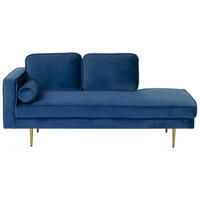 CHAISELONGUE Samtstoff marineblau linksseitig Miramas - Blau/Goldfarben, Textil (171/63/79cm) - Beliani