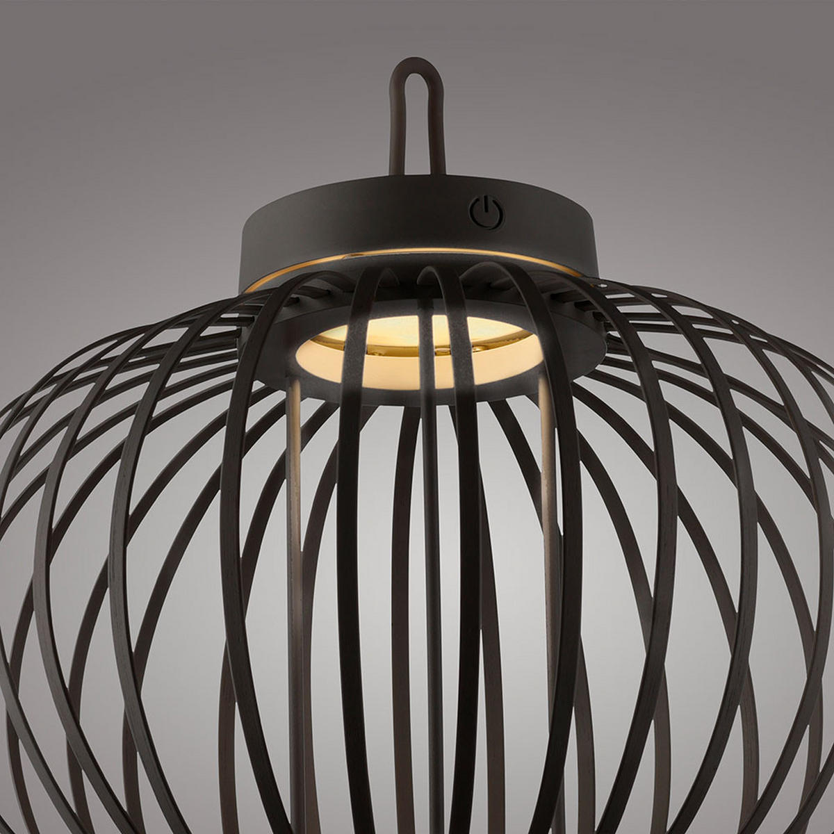 TISCHLEUCHTE GABBIA Bambus Schwarz, Akku, LED, 2er Set - Schwarz, Holz (36/36/33cm)