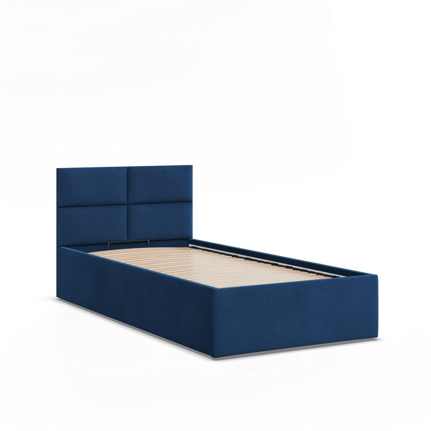 POLSTERBETT MIT KOPFTEIL 90x200 mit Bettkasten BORGO, Blau - Dunkelblau, Textil (90/200cm) - Mebligo