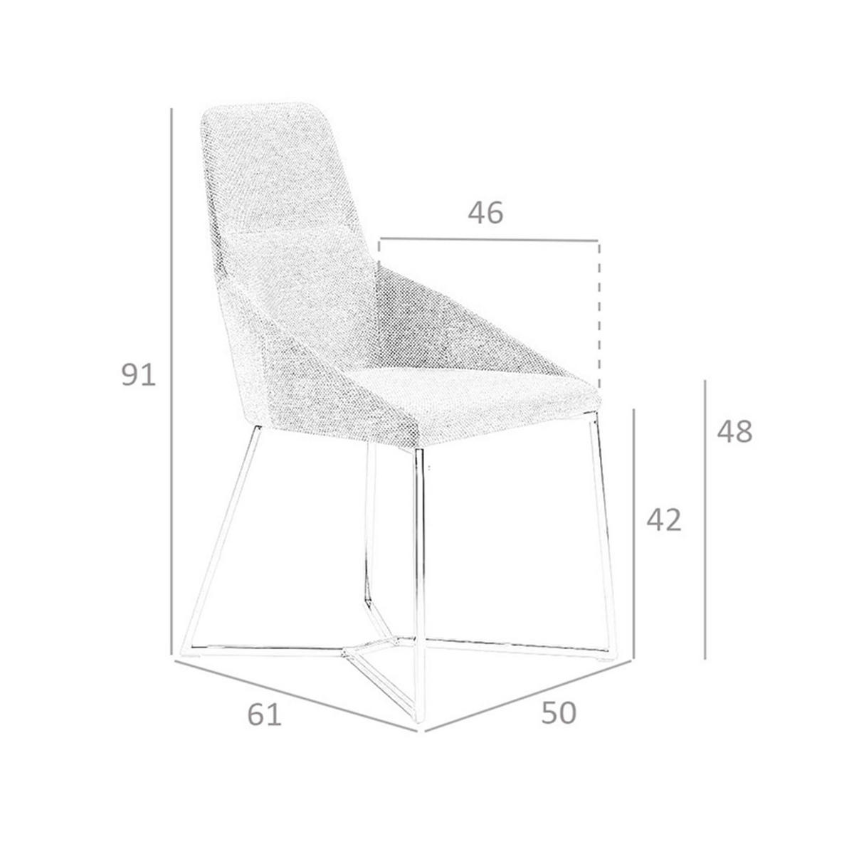 STUHL aus grauem Stoff - Chromfarben/Edelstahlfarben, Textil/Metall (50/91/61cm) - ANGEL CERDA