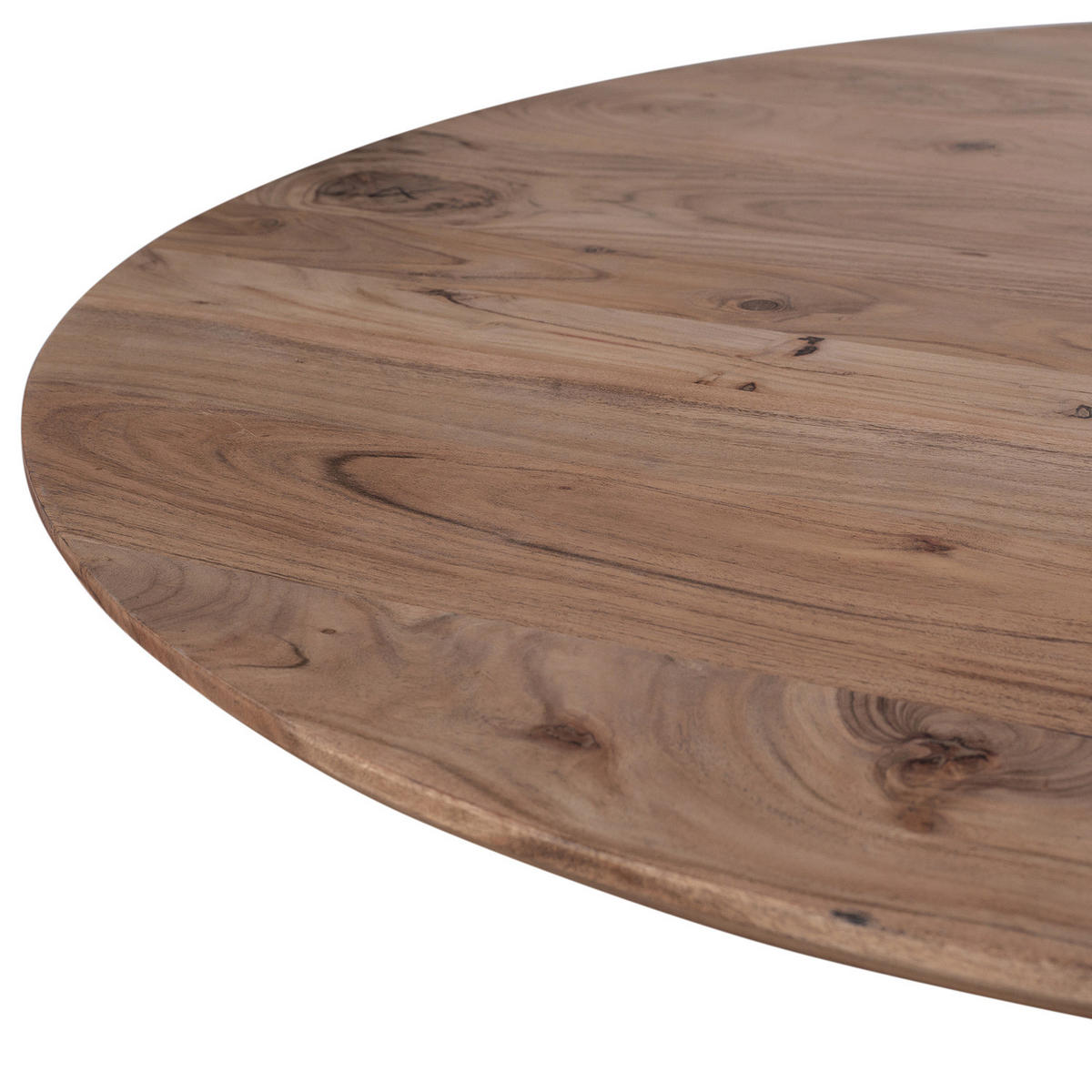 ESSTISCH - Akazie massiv / Eisen - Akazie Braun / Schwarz - Schwarz/Akaziefarben, Holz/Metall (130/130/76cm) - home24