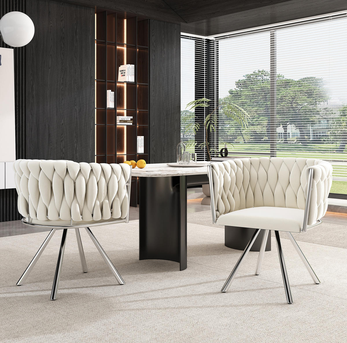 ESSZIMMERSTUHL drehbar Samt Beige Silber 6er-Set - Beige, Metall (54/72/59.1cm) - Meubliv