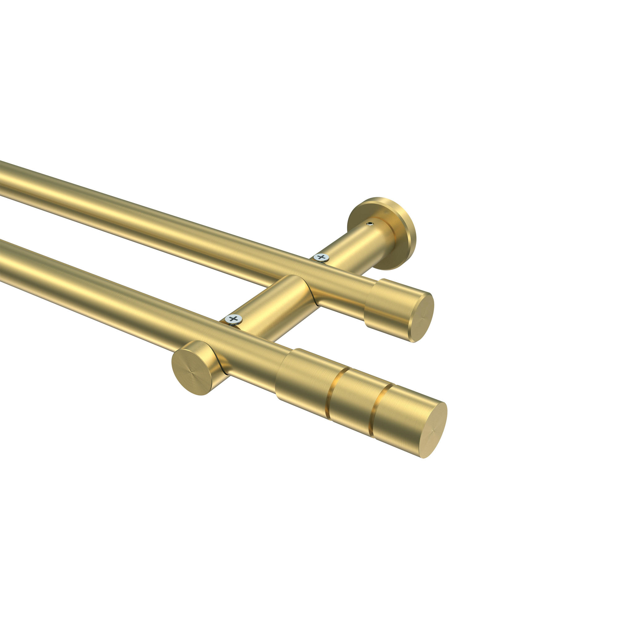 GARDINENSTANGE Platon Elanto 280 cm (geteilt in 2 x 140 cm), 2-läufig (ohne Ringe), 20 mm Ø Messing-Optik - Messingfarben, Metall (280cm) - INTERDECO