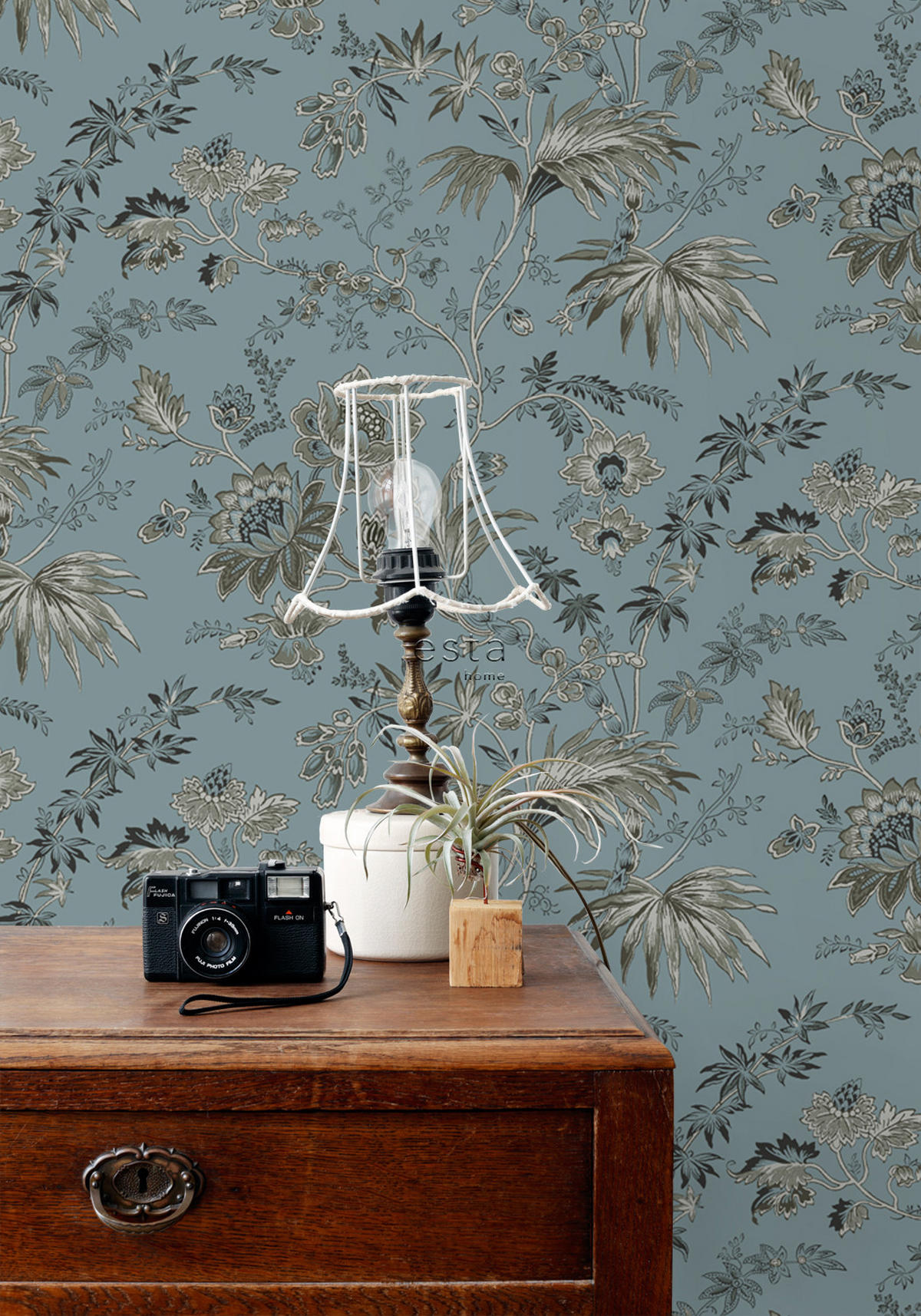 TAPETE Blumenmuster 50 x 900 cm - Blau, Papier (50/900cm) - ESTAhome